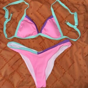 Pink and Purple Bikini Set